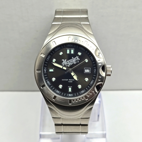 Mens Meguiars Since 1901 Date Dial Stainless Steel Quartz Watch New Battery - Picture 1 of 10